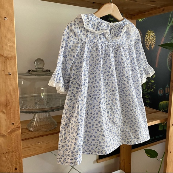 Frances Rose White Blue Floral Ruffle Collar Mary Margaret Dress 2t - Picture 6 of 16